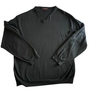 Linea Uomo Mens V Neck Sweater Wool Blend Black 4XLT Extra Long Tall Outdoor